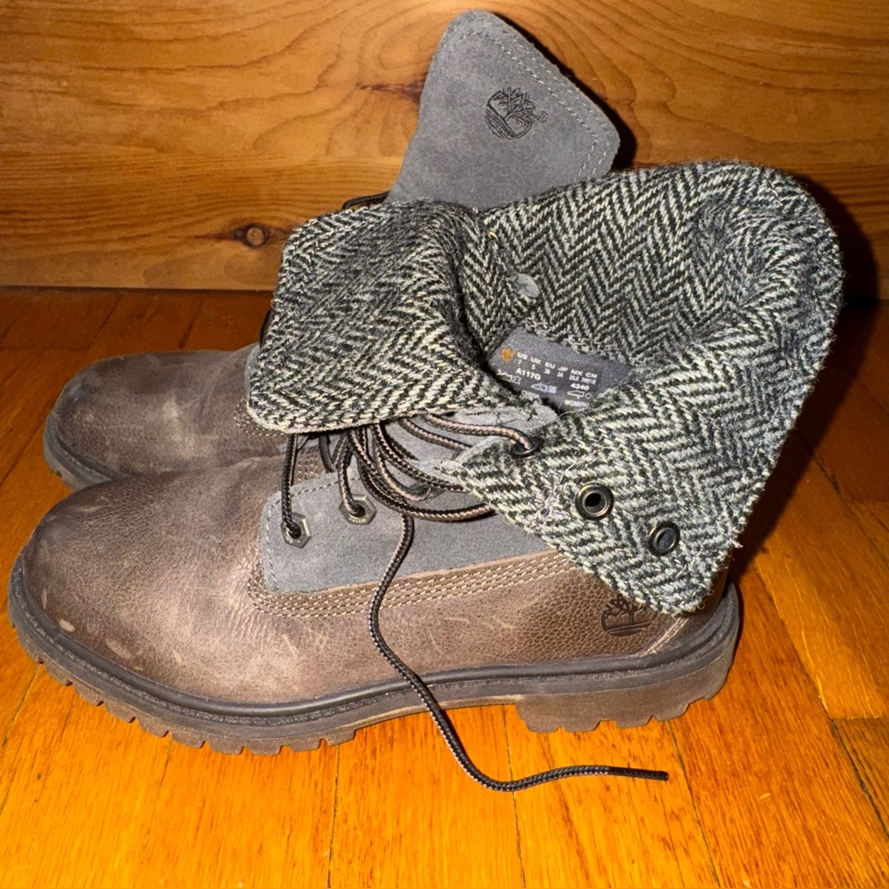 Timberland x Harris Tweed Women's Fold Down Leather Boots
